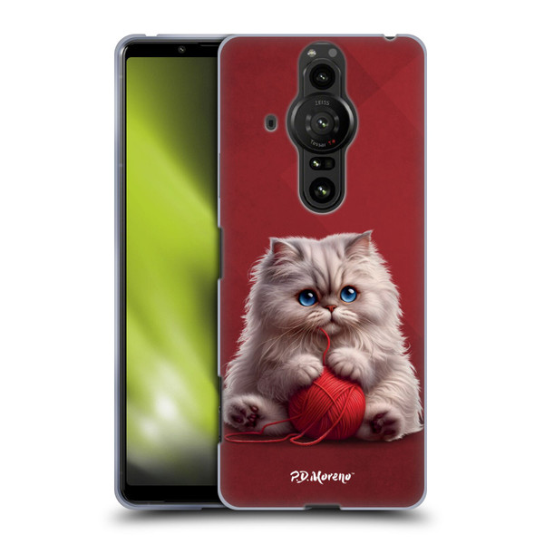 P.D. Moreno Play Cat Artwork Red Yarn Soft Gel Case for Sony Xperia Pro-I