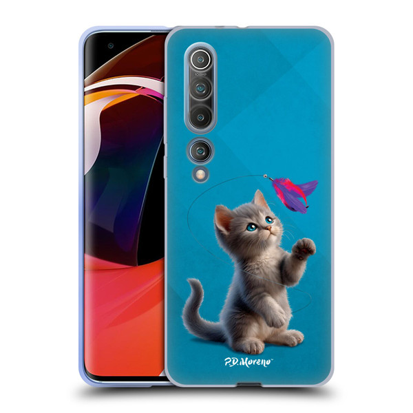P.D. Moreno Play Cat Artwork Toy Feather Soft Gel Case for Xiaomi Mi 10 5G / Mi 10 Pro 5G