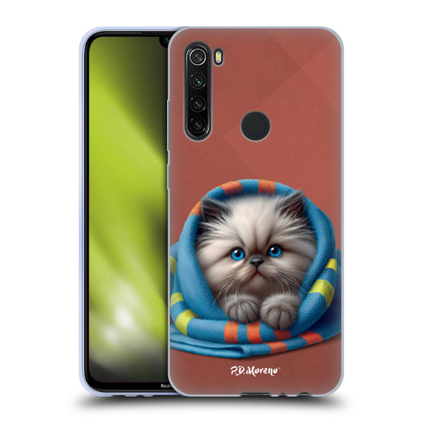 P.D. Moreno Play Cat Artwork Blue Towel Soft Gel Case for Xiaomi Redmi Note 8T