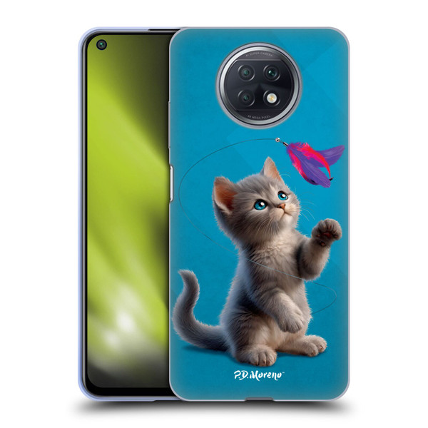 P.D. Moreno Play Cat Artwork Toy Feather Soft Gel Case for Xiaomi Redmi Note 9T 5G