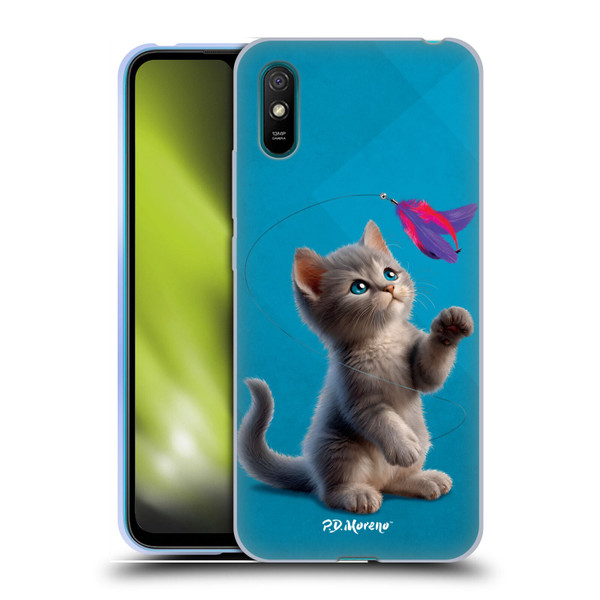 P.D. Moreno Play Cat Artwork Toy Feather Soft Gel Case for Xiaomi Redmi 9A / Redmi 9AT