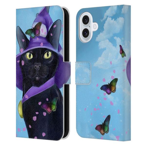 Ash Evans Black Cats Butterfly Sky Leather Book Wallet Case Cover For Apple iPhone 16 Plus
