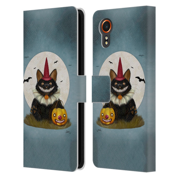 Ash Evans Black Cats 2 Party Cat Leather Book Wallet Case Cover For Samsung Galaxy Xcover7 5G