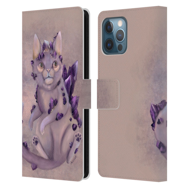 Ash Evans Graphics Amethyst Cat Leather Book Wallet Case Cover For Apple iPhone 12 Pro Max