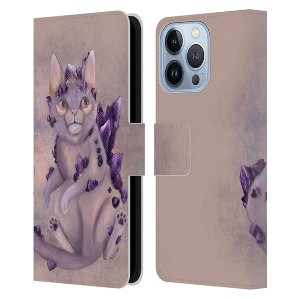 Ash Evans Graphics Amethyst Cat Leather Book Wallet Case Cover For Apple iPhone 13 Pro