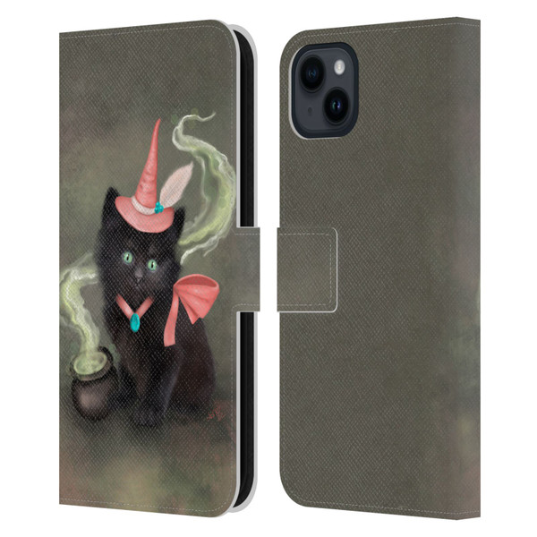 Ash Evans Graphics Familiar Spell Leather Book Wallet Case Cover For Apple iPhone 15 Plus