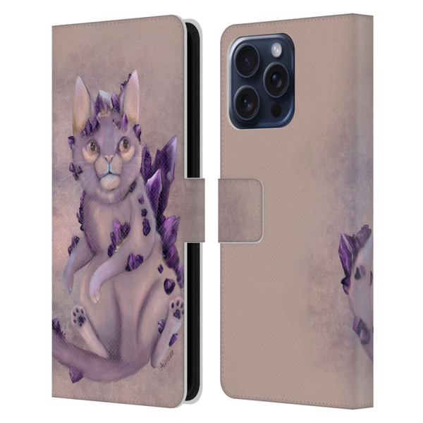 Ash Evans Graphics Amethyst Cat Leather Book Wallet Case Cover For Apple iPhone 16 Pro Max