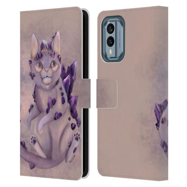 Ash Evans Graphics Amethyst Cat Leather Book Wallet Case Cover For Nokia X30