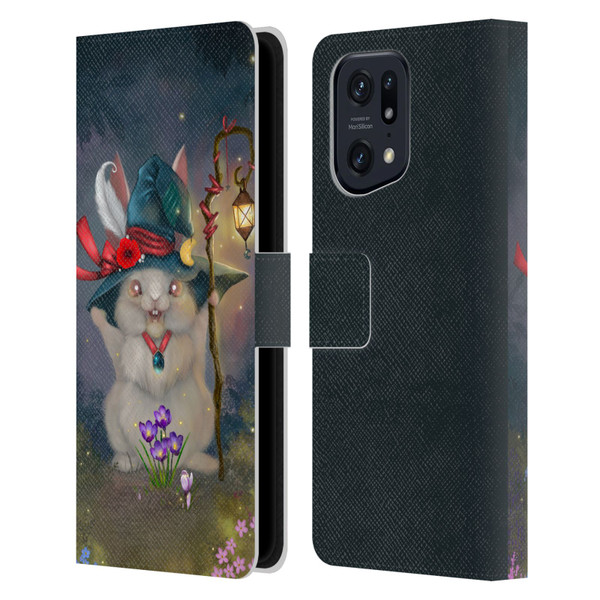 Ash Evans Graphics Magic Bunny Leather Book Wallet Case Cover For OPPO Find X5 Pro