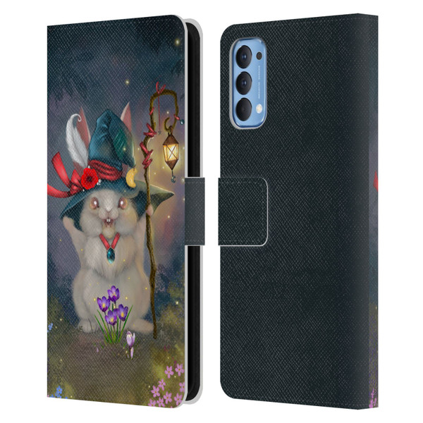 Ash Evans Graphics Magic Bunny Leather Book Wallet Case Cover For OPPO Reno 4 5G
