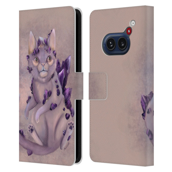 Ash Evans Graphics Amethyst Cat Leather Book Wallet Case Cover For Nothing Phone (2a)