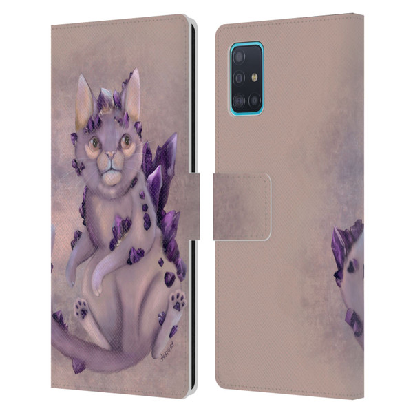 Ash Evans Graphics Amethyst Cat Leather Book Wallet Case Cover For Samsung Galaxy A51 (2019)