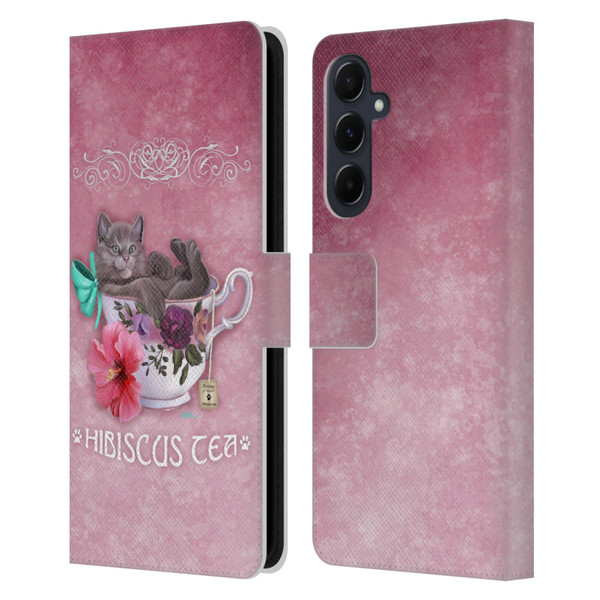 Ash Evans Graphics Hibiscus Tea Leather Book Wallet Case Cover For Samsung Galaxy A55 5G