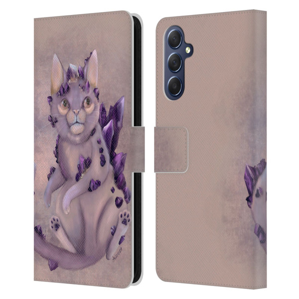 Ash Evans Graphics Amethyst Cat Leather Book Wallet Case Cover For Samsung Galaxy M54 5G