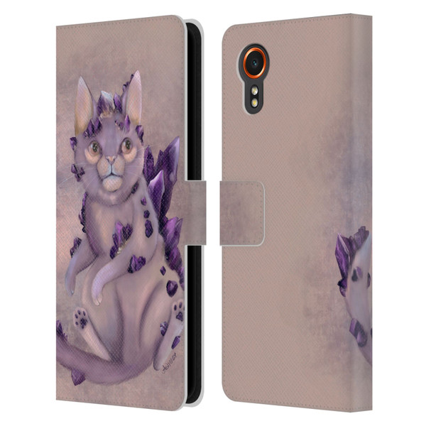 Ash Evans Graphics Amethyst Cat Leather Book Wallet Case Cover For Samsung Galaxy Xcover7 5G