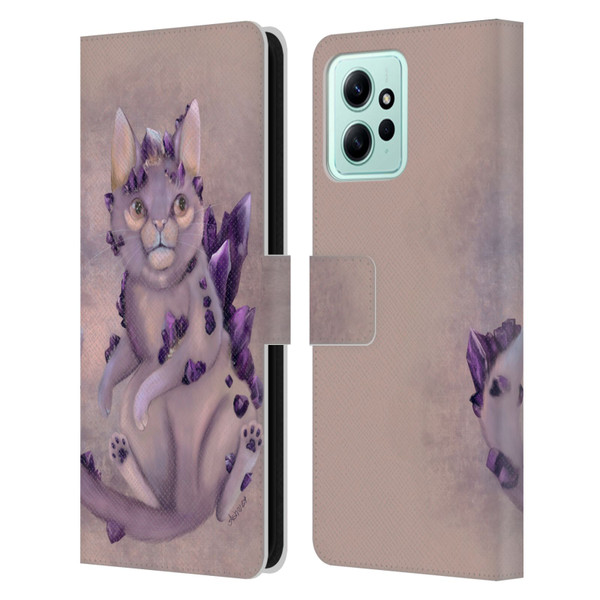 Ash Evans Graphics Amethyst Cat Leather Book Wallet Case Cover For Xiaomi Redmi 12
