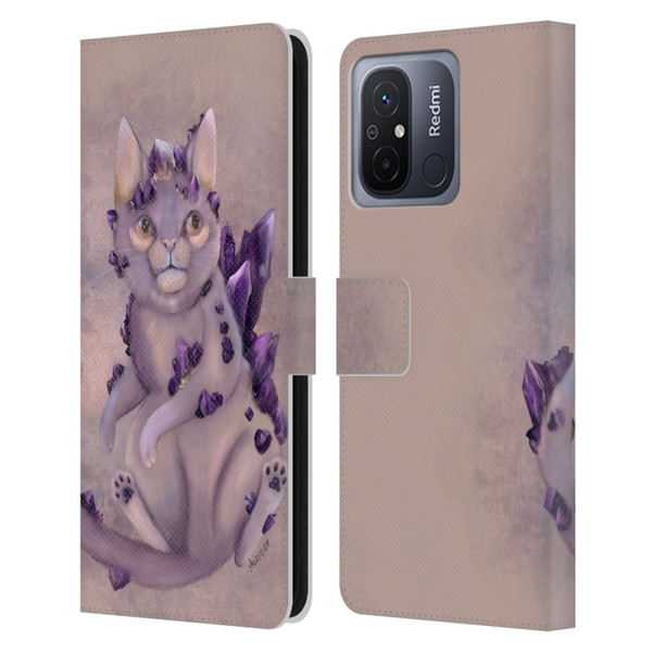 Ash Evans Graphics Amethyst Cat Leather Book Wallet Case Cover For Xiaomi Redmi 12C