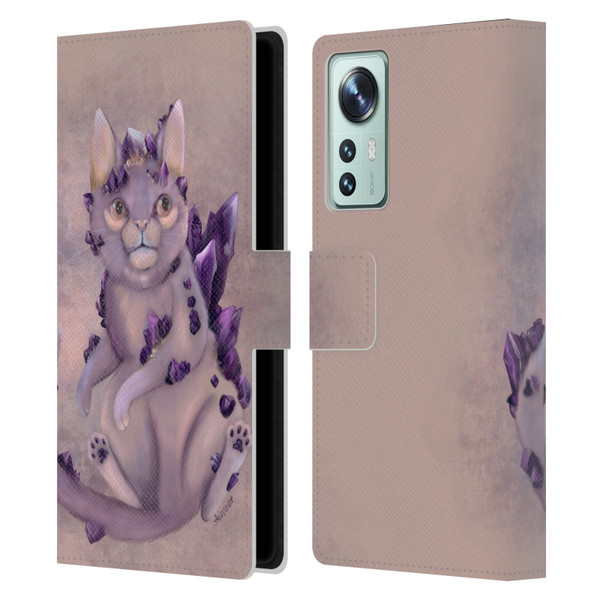 Ash Evans Graphics Amethyst Cat Leather Book Wallet Case Cover For Xiaomi 12