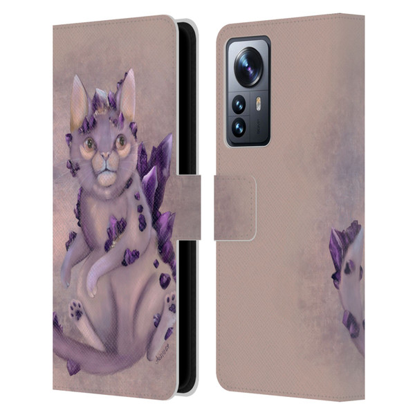 Ash Evans Graphics Amethyst Cat Leather Book Wallet Case Cover For Xiaomi 12 Pro