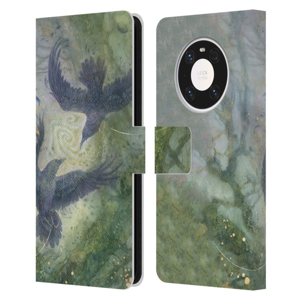 Stephanie Law Graphics Huginn And Muninn Leather Book Wallet Case Cover For Huawei Mate 40 Pro 5G