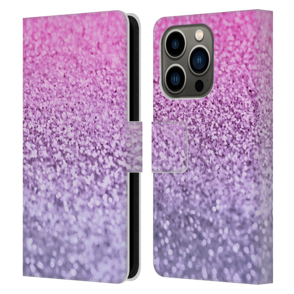 Monika Strigel Glitter Collection Lavender Pink Leather Book Wallet Case Cover For Apple iPhone 14 Pro
