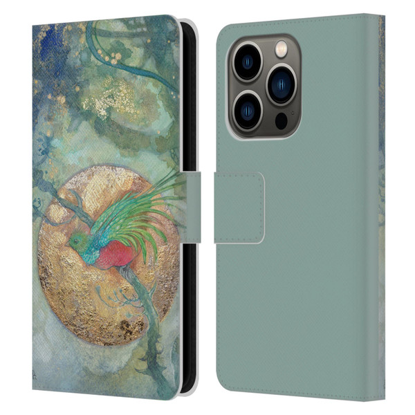 Stephanie Law Graphics Bird Leather Book Wallet Case Cover For Apple iPhone 14 Pro