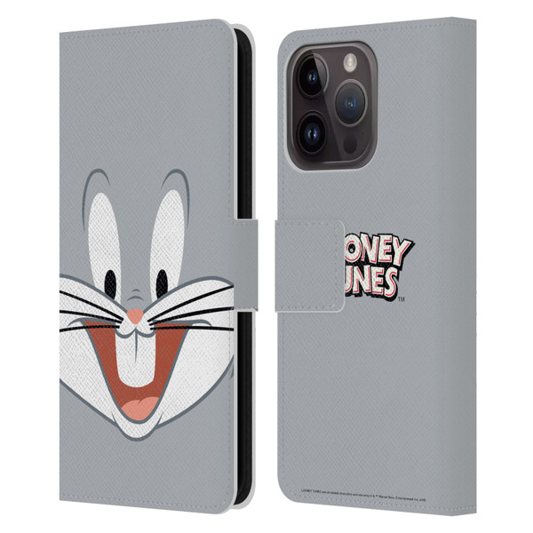 Looney Tunes Full Face Bugs Bunny Leather Book Wallet Case Cover For Apple iPhone 15 Pro