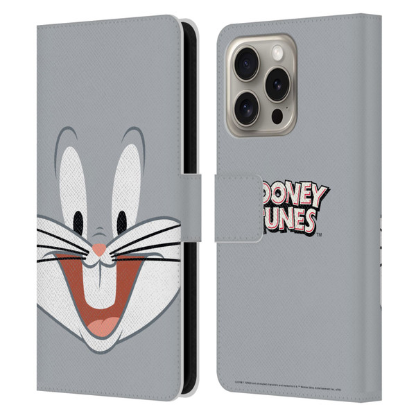 Looney Tunes Full Face Bugs Bunny Leather Book Wallet Case Cover For Apple iPhone 16 Pro
