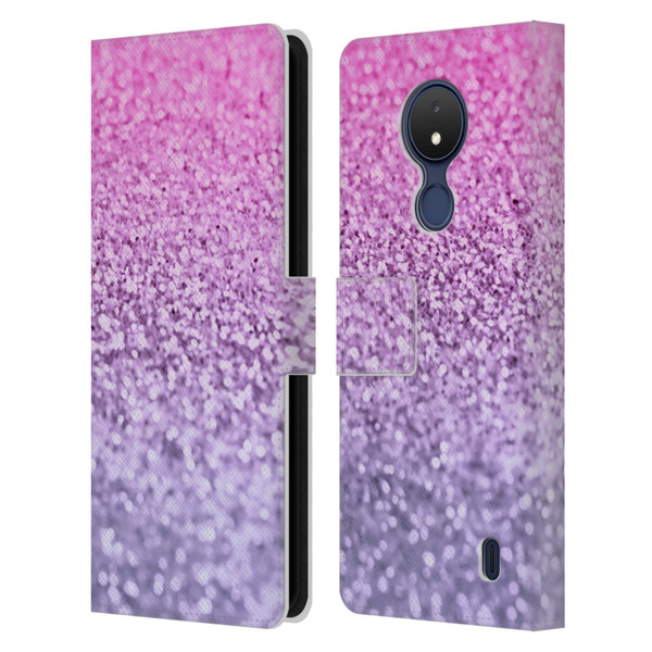 Monika Strigel Glitter Collection Lavender Pink Leather Book Wallet Case Cover For Nokia C21