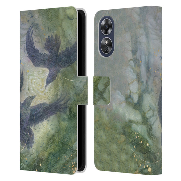 Stephanie Law Graphics Huginn And Muninn Leather Book Wallet Case Cover For OPPO A17