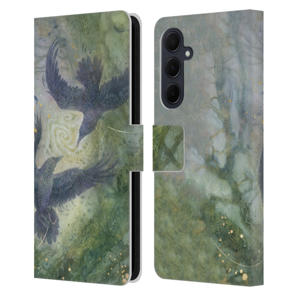 Stephanie Law Graphics Huginn And Muninn Leather Book Wallet Case Cover For Samsung Galaxy A35 5G
