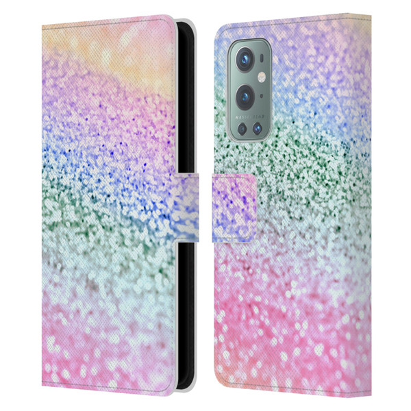 Monika Strigel Glitter Collection Unircorn Rainbow Leather Book Wallet Case Cover For OnePlus 9