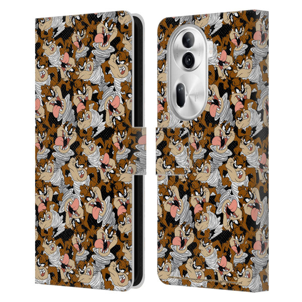 Looney Tunes Patterns Tasmanian Devil Leather Book Wallet Case Cover For OPPO Reno11
