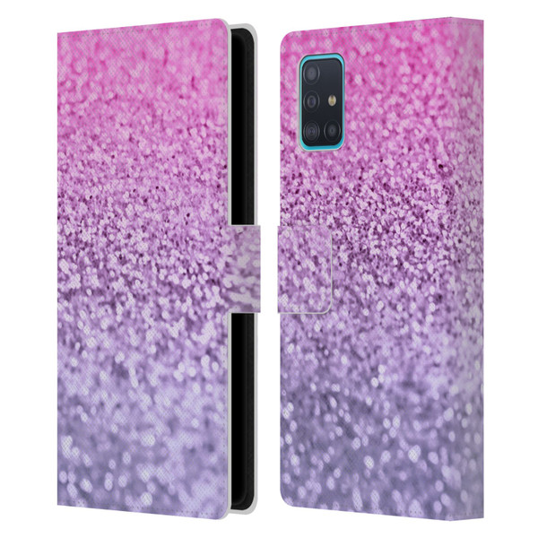 Monika Strigel Glitter Collection Lavender Pink Leather Book Wallet Case Cover For Samsung Galaxy A51 (2019)