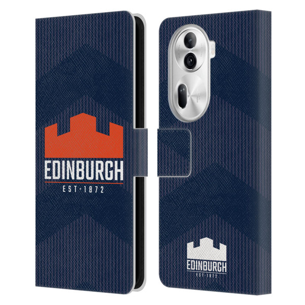 Edinburgh Rugby Graphics Lines Leather Book Wallet Case Cover For OPPO Reno11