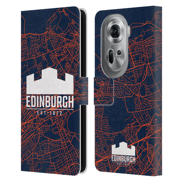 Edinburgh Rugby Graphics Map Leather Book Wallet Case Cover For OPPO Reno11 Pro