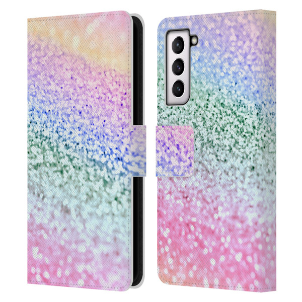 Monika Strigel Glitter Collection Unircorn Rainbow Leather Book Wallet Case Cover For Samsung Galaxy S21 5G