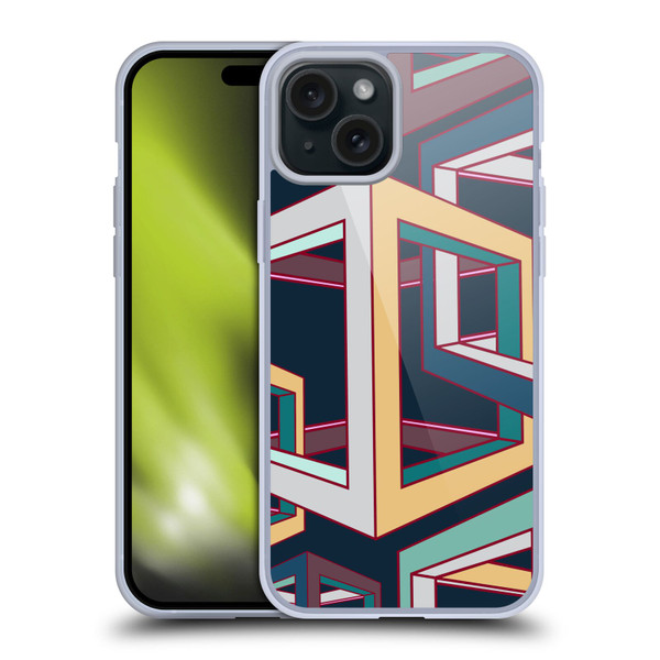 Mark Ashkenazi Mix Patterns 3D Geometric Soft Gel Case for Apple iPhone 15 Plus