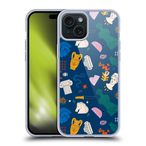 Mark Ashkenazi Mix Patterns Roman Soft Gel Case for Apple iPhone 15 Plus