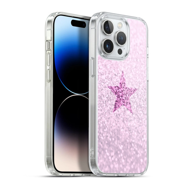 Monika Strigel Glitter Star Pastel Pink Soft Gel Case for Apple iPhone 13 Pro Max & MagSafe