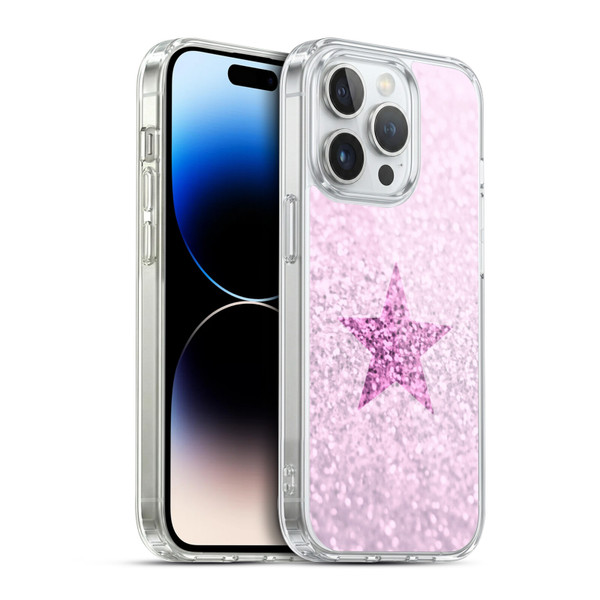 Monika Strigel Glitter Star Pastel Pink Soft Gel Case for Apple iPhone 14 Pro & MagSafe