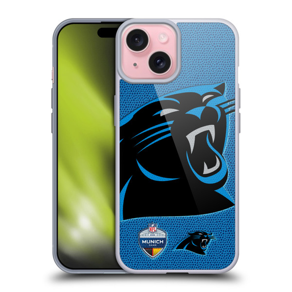NFL 2024 International Games Munich Panthers Soft Gel Case for Apple iPhone 15