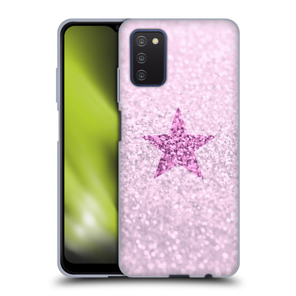 Monika Strigel Glitter Star Pastel Pink Soft Gel Case for Samsung Galaxy A03s (2021)