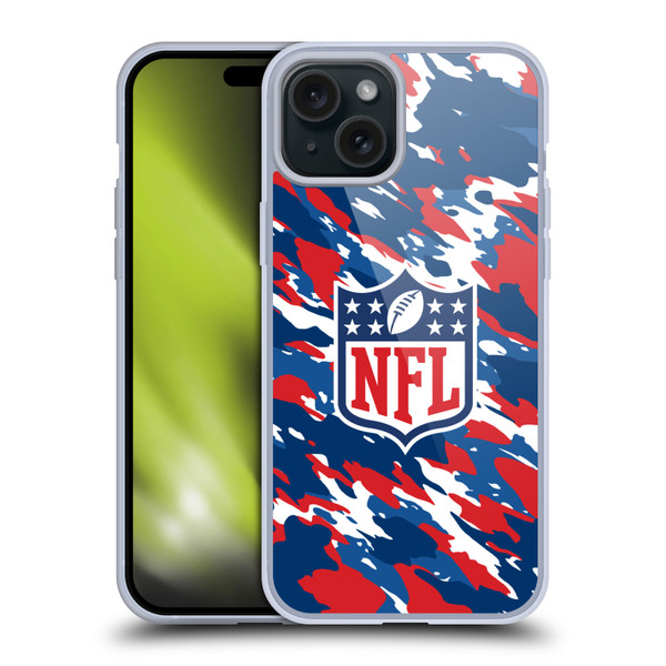 NFL Shield Camouflage Soft Gel Case for Apple iPhone 15 Plus