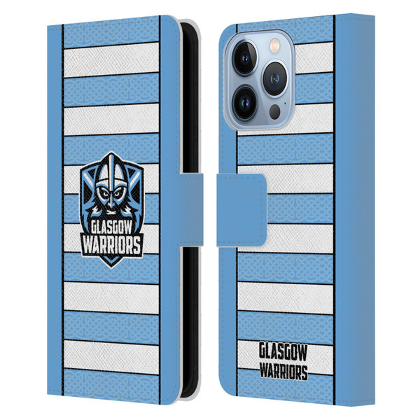 Glasgow Warriors 2024/25 Crest Kit Away Leather Book Wallet Case Cover For Apple iPhone 13 Pro