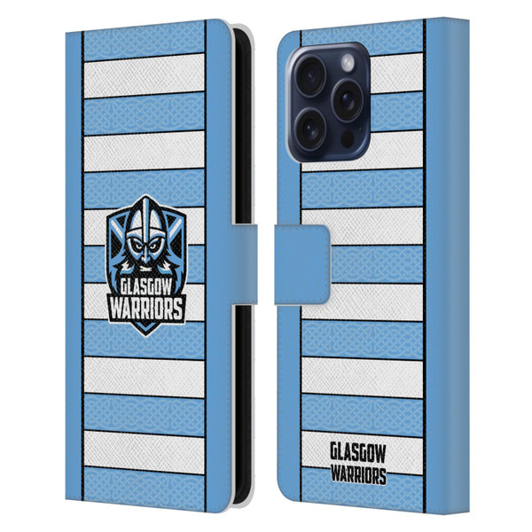 Glasgow Warriors 2024/25 Crest Kit Away Leather Book Wallet Case Cover For Apple iPhone 16 Pro Max