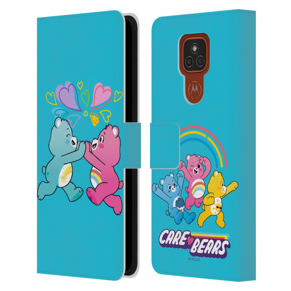 Care Bears Characters Funshine, Cheer And Grumpy Group 2 Leather Book Wallet Case Cover For Motorola Moto E7 Plus