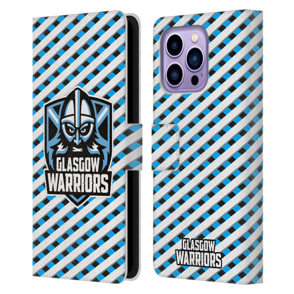 Glasgow Warriors Graphics Stripes Leather Book Wallet Case Cover For Apple iPhone 14 Pro Max