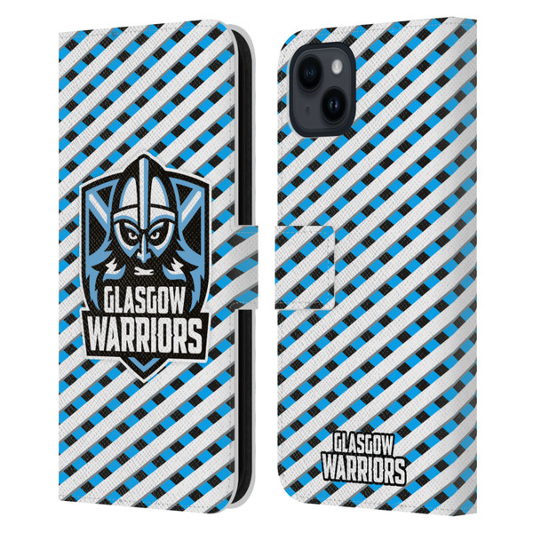Glasgow Warriors Graphics Stripes Leather Book Wallet Case Cover For Apple iPhone 15 Plus