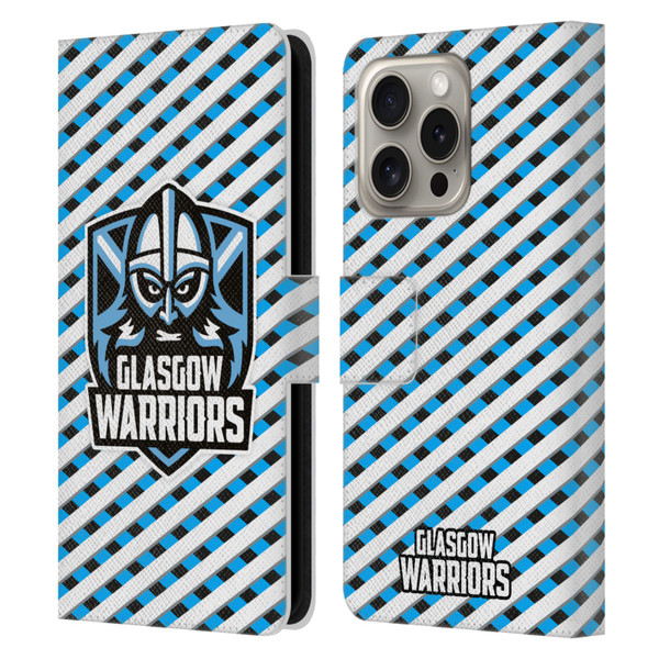 Glasgow Warriors Graphics Stripes Leather Book Wallet Case Cover For Apple iPhone 16 Pro